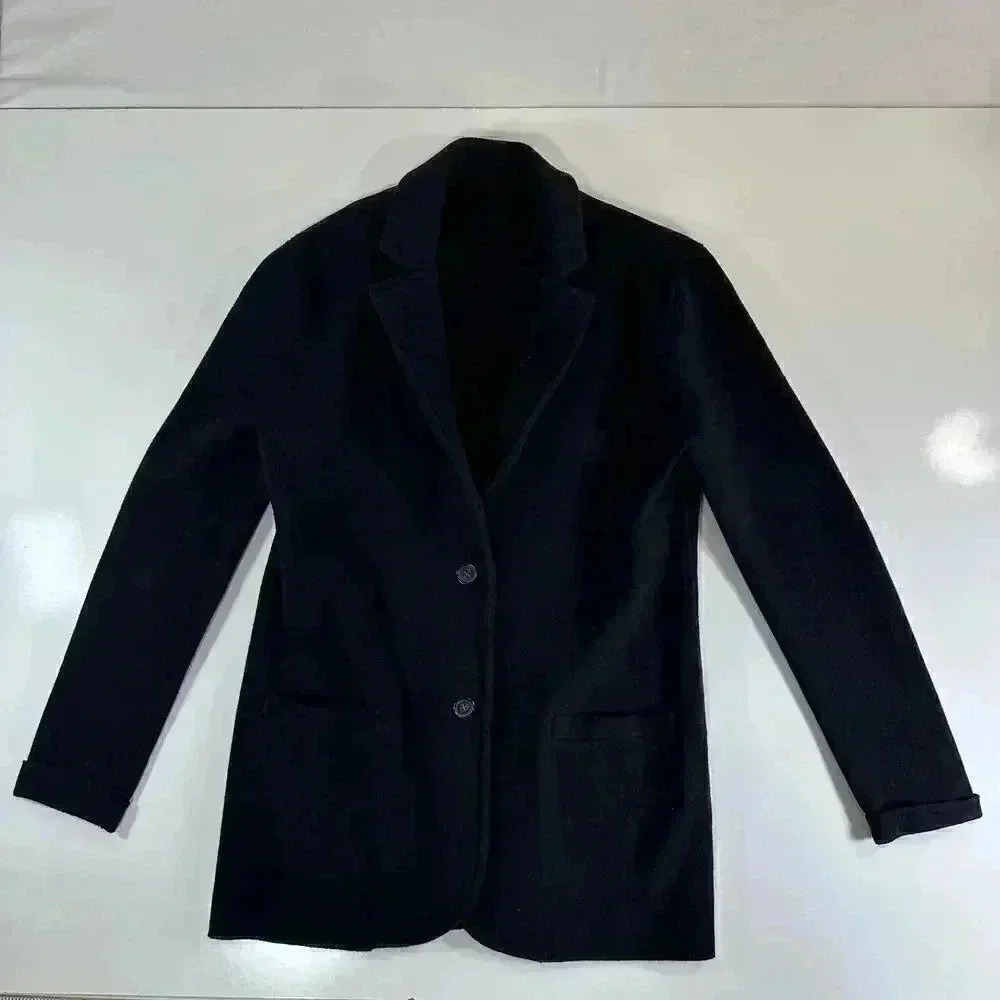 J. Crew Factory Womens XS Schoolboy Knit Cardigan Sweater Blazer Black